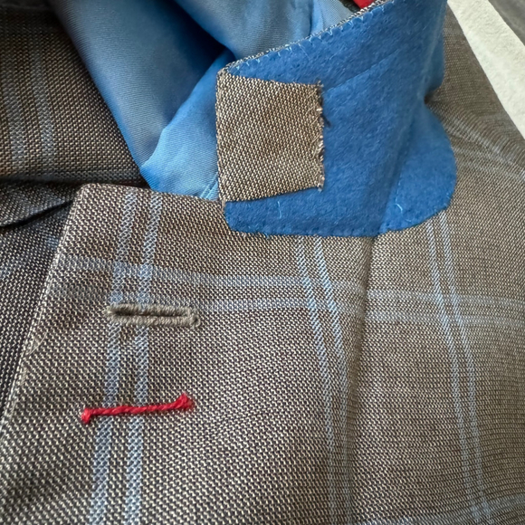 Isaia Sand & Sky Blue CASHSILK Sport Coat Blue Windowpane - 52 (42US) 8R -Italy - Picture 5 of 13